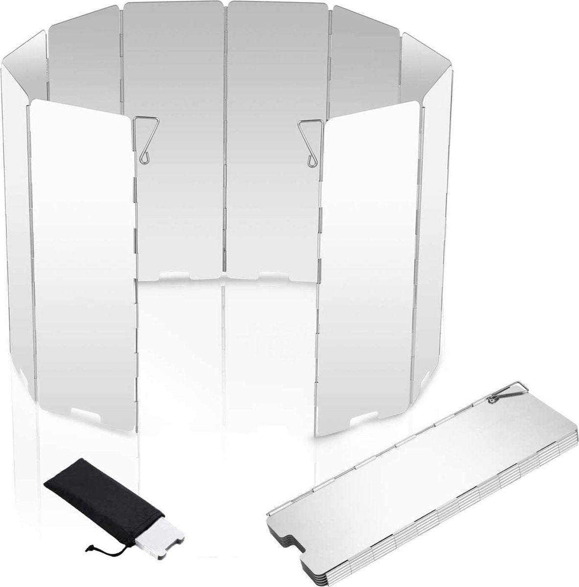  IBright Kookwindscherm - 12 Delig - 24cm Hoog - Kamperen -Opvouwbaar - Universeel
