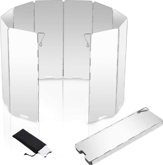  IBright Kookwindscherm - 12 Delig - 24cm Hoog - Kamperen -Opvouwbaar - Universeel