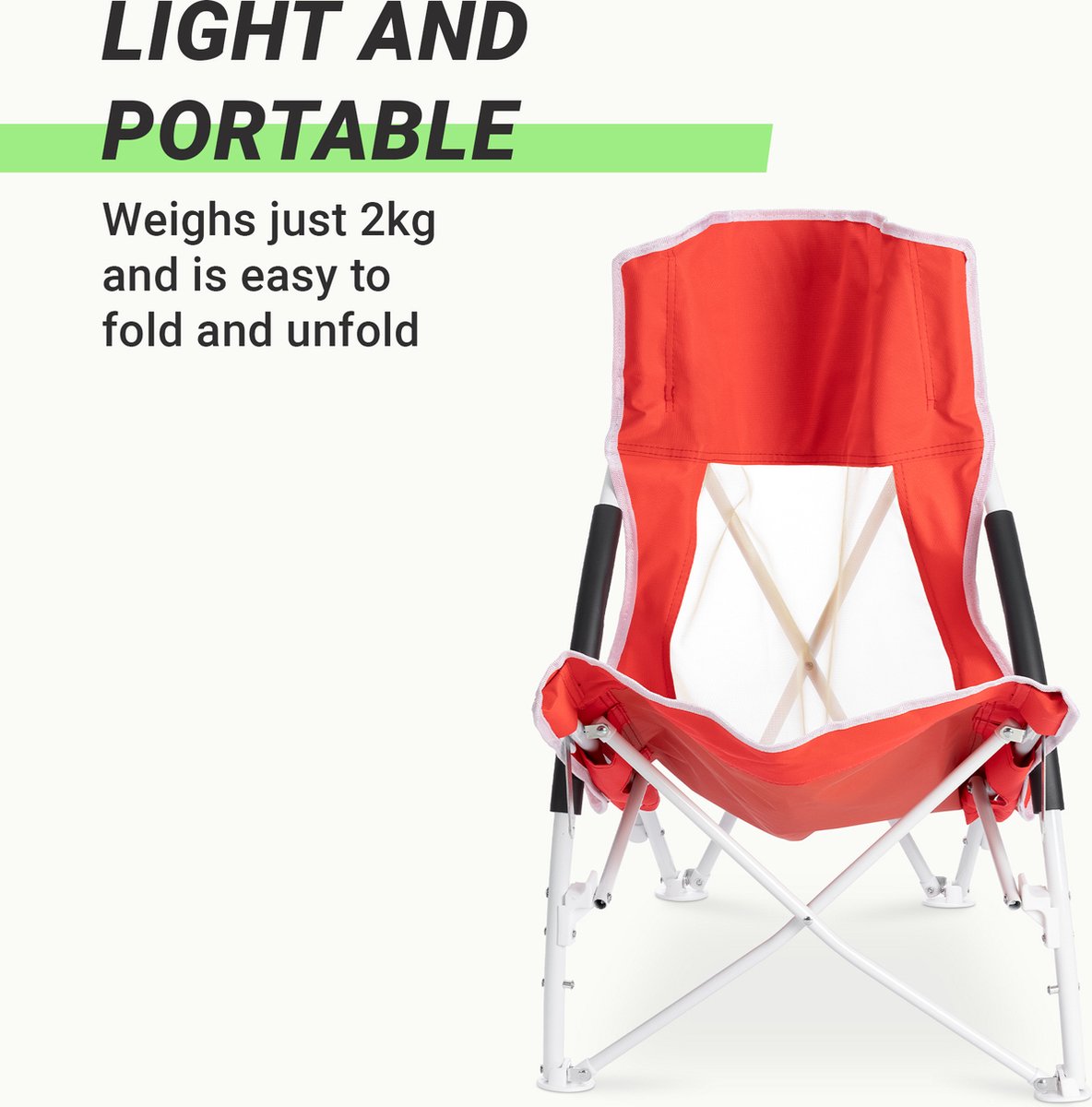  JEMIDI Lichtgewicht Inklapbare Draagbare Strandstoel - Opvouwbare Campingstoel Met Draagtas - Ademend En Comfortabel