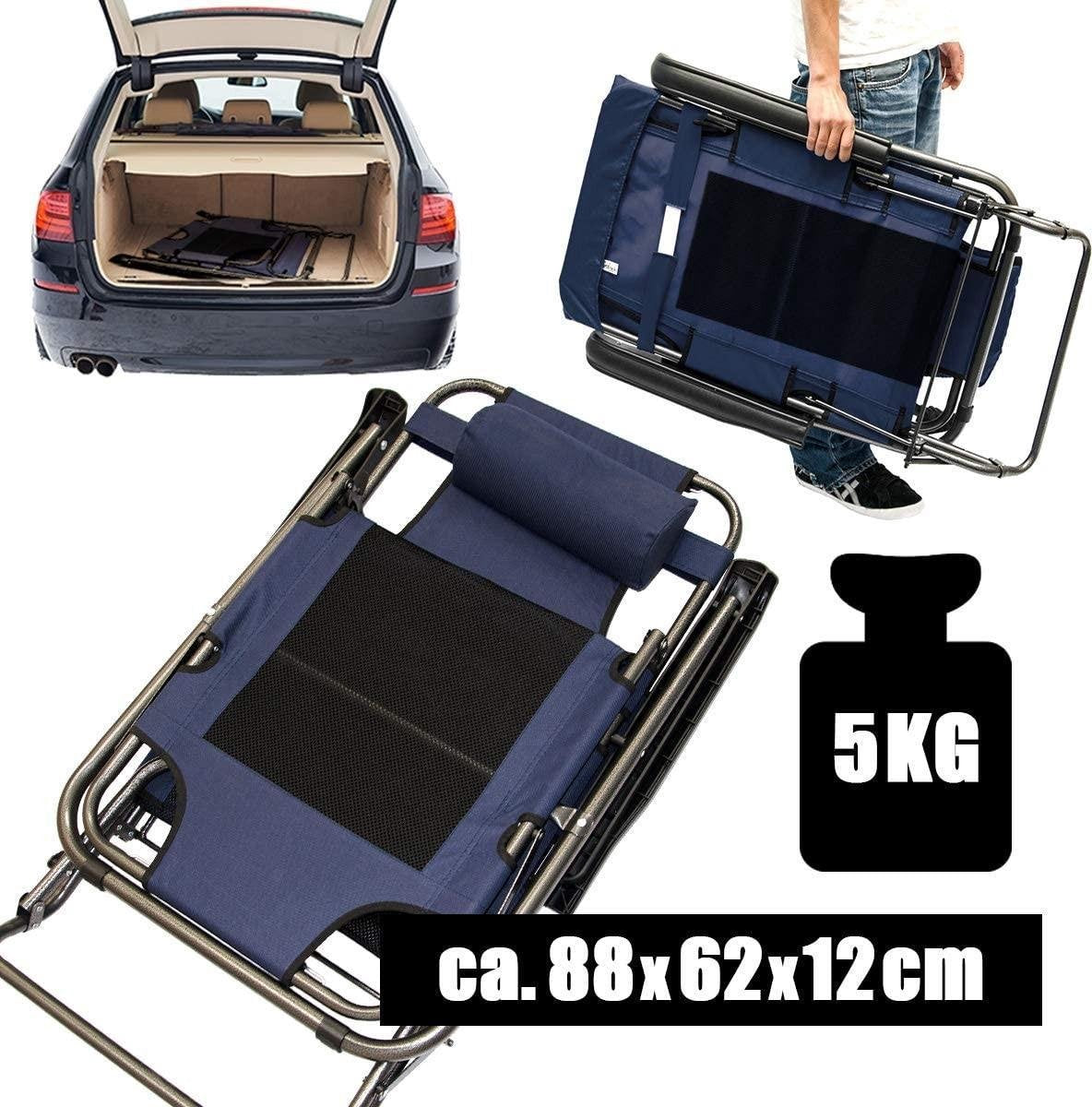  Ligstoel 155x60cm - Opvouwbaar Campingstoel Ligbed Strandstoel Tuinstoel Vouwligstoel Blauw