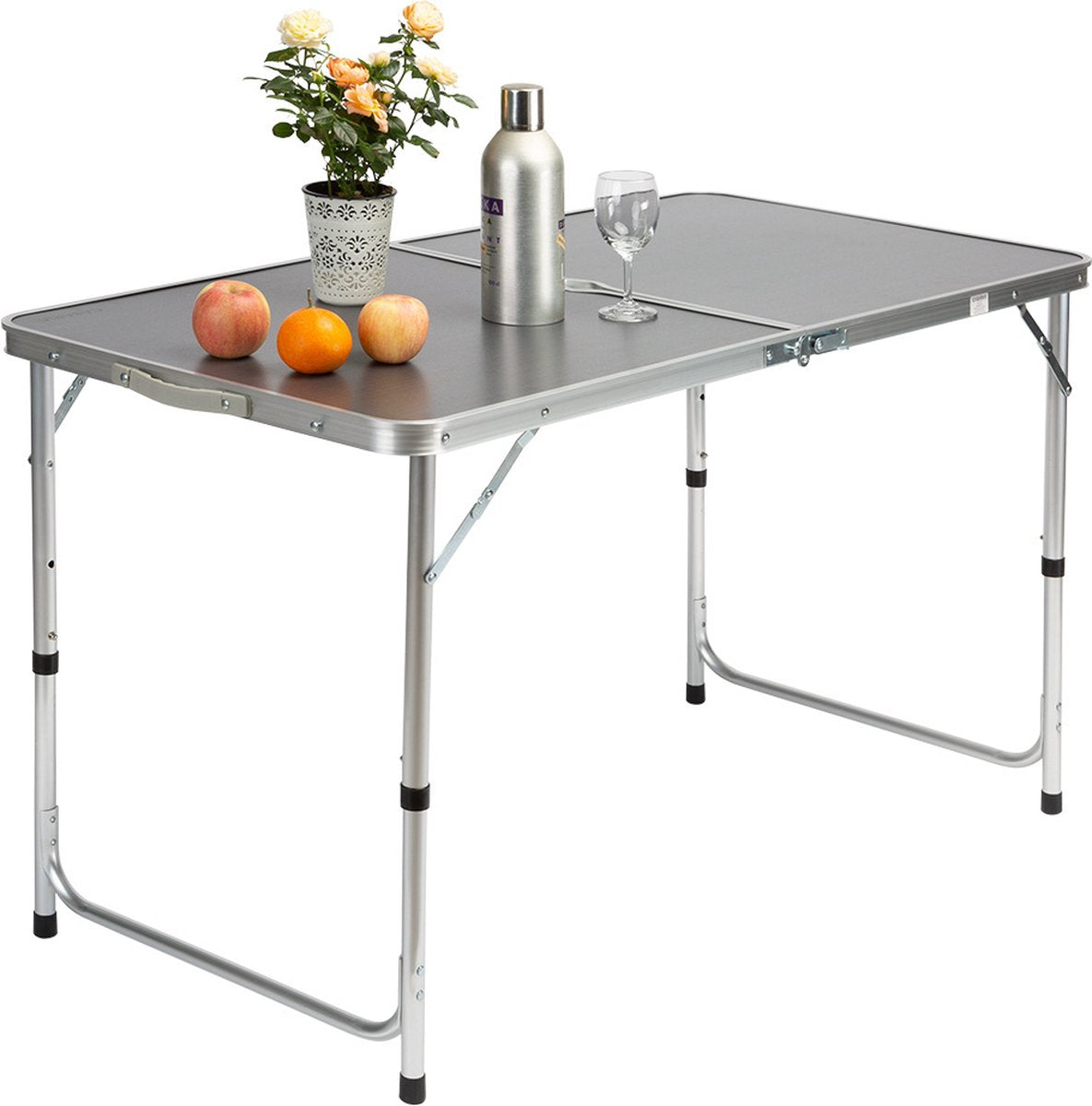  Casaria Campingtafel – Inklapbaar Verstelbaar - 120x60x70 Cm Grijs