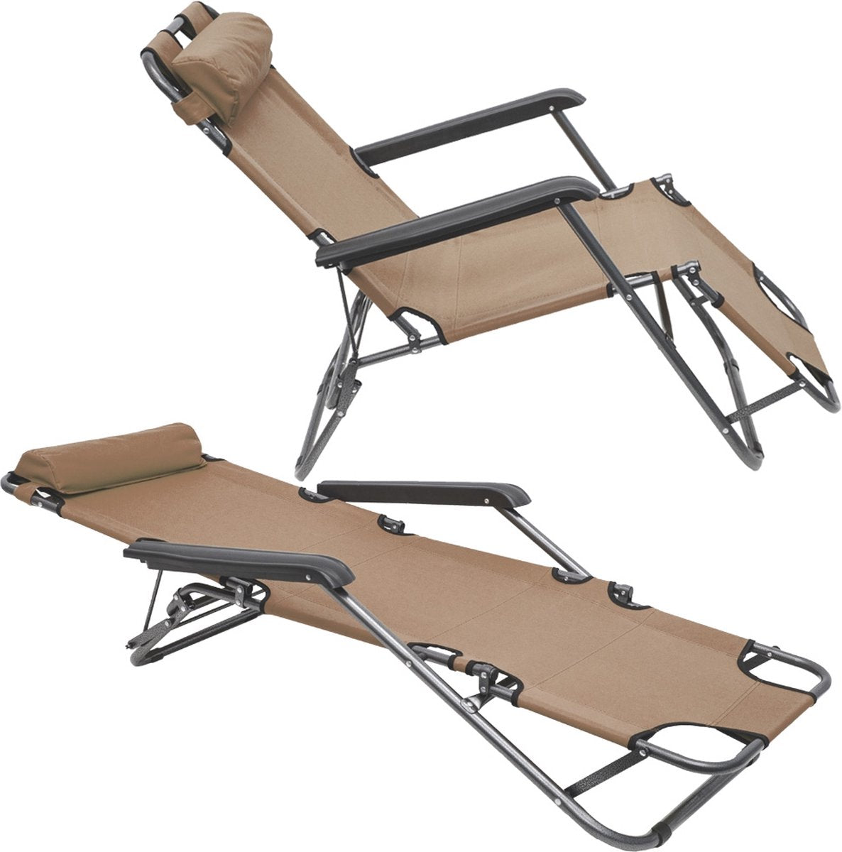  Ligstoel Opvouwbaar 155x60cm - Lichte Ligbed Relaxstoel Tuinstoel Campingstoel Strandstoel
