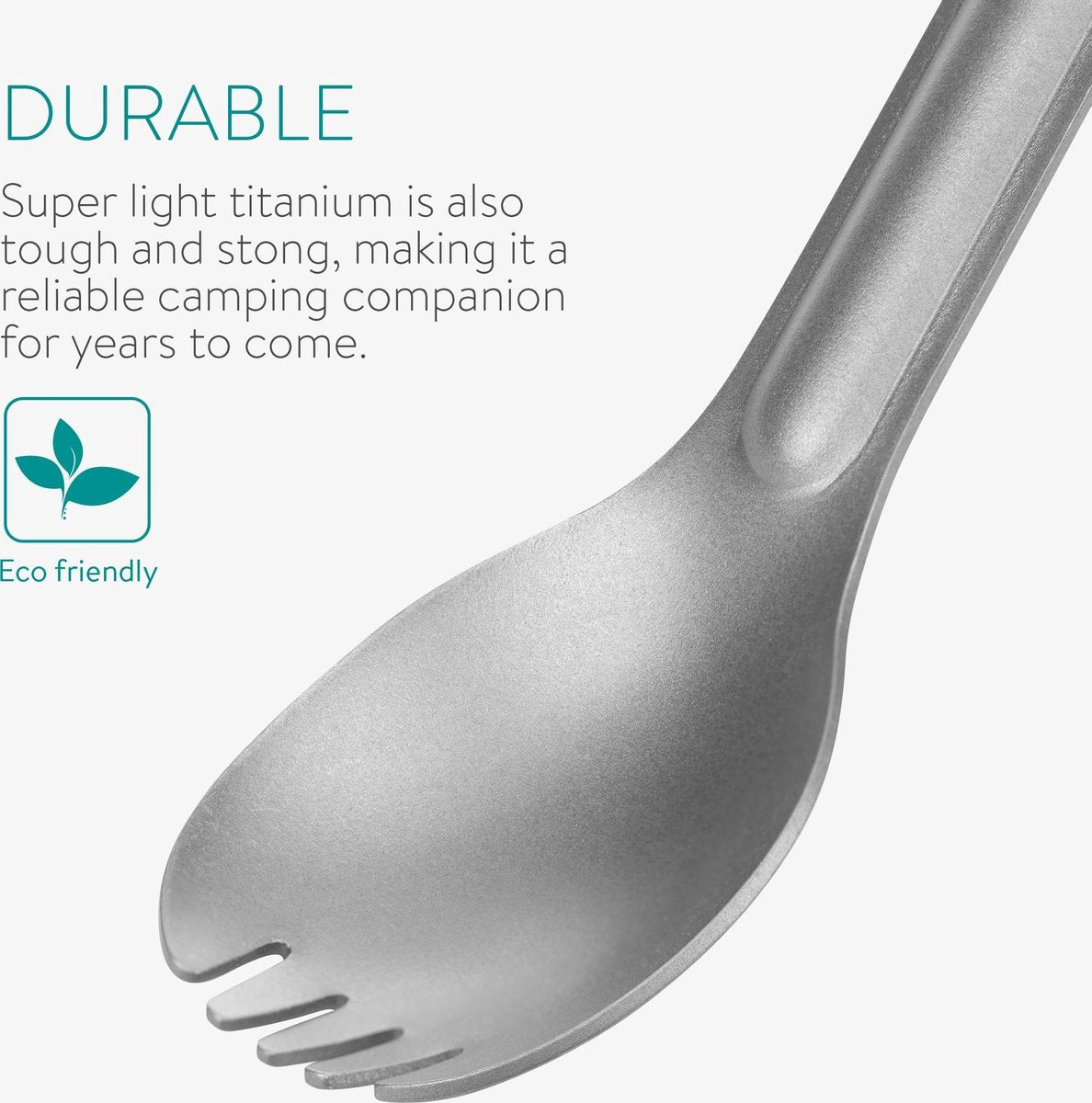  Navaris 2x Spork Met Extra Lange Handgreep - Set Van 2 - Campingbestek Van Titanium - Bestek Voor Onderweg - Lichtgewicht - Inclusief Bewaarzakje