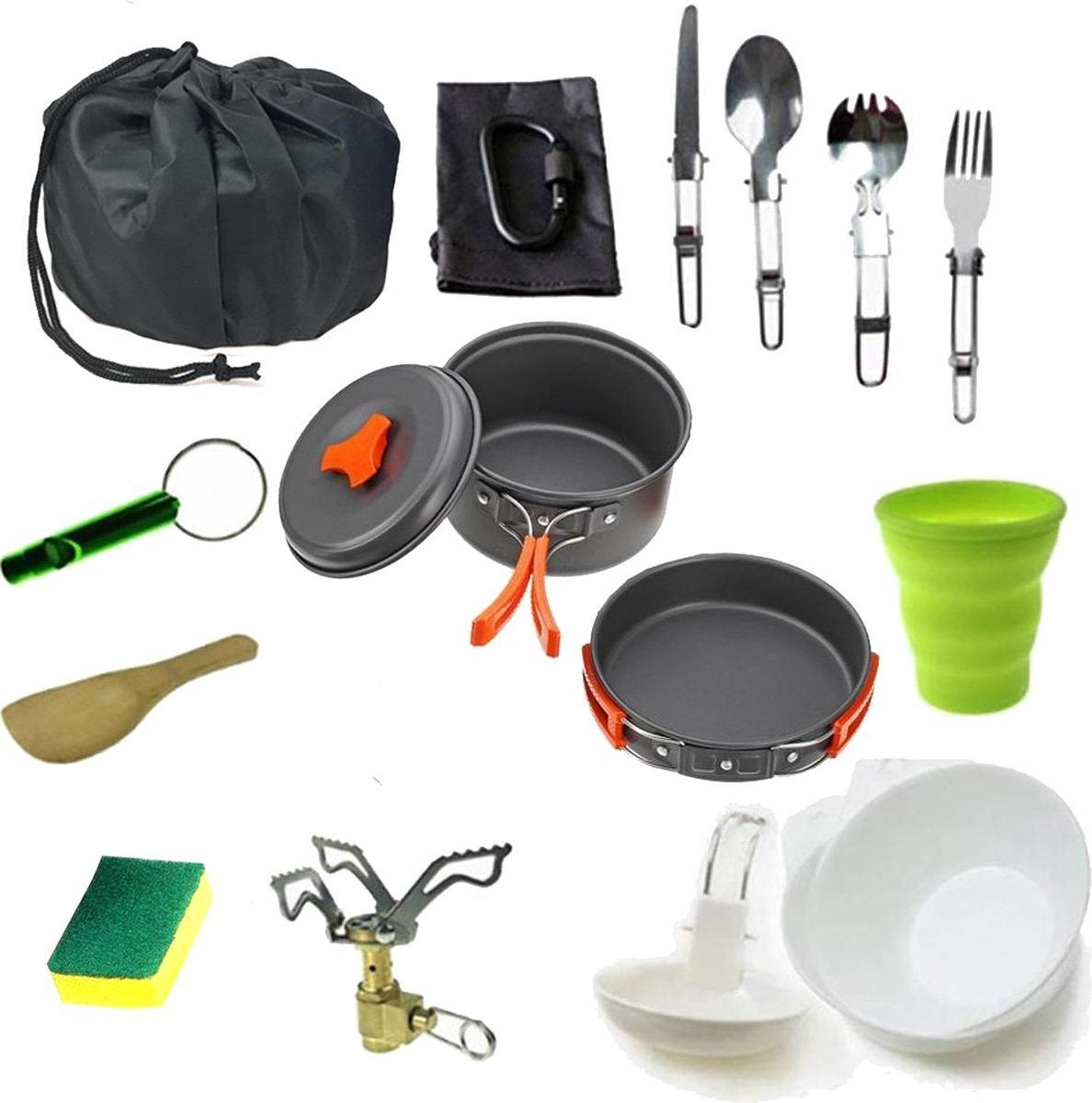  Camping Outdoor Kookset 13-delig Camping Servies En Pannen Pannenset Keukengerei - BPA-vrij &amp; Geen Giftige Stoffen - Opvouwbaar &amp; Licht - Ideaal Voor Reizen, Festival, Wandelen