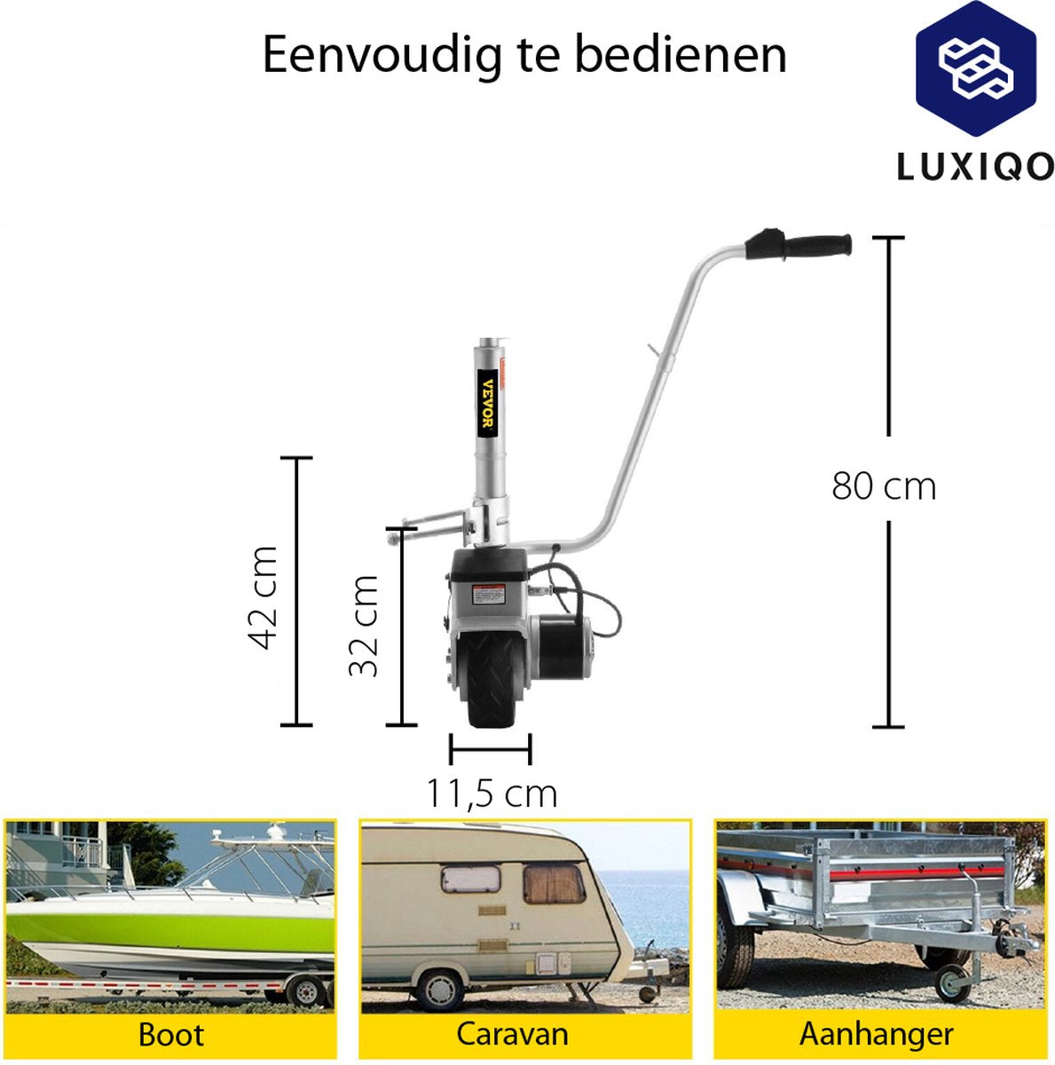  Luxiqo® Elektrisch Neuswiel – Gemotoriseerd Neuswiel – Caravan Mover – Neuswiel Mover – Caravan Neuswiel – Trailer Verplaatser – Elektrische Aanhanger – 350 W – Tot 2270 KG