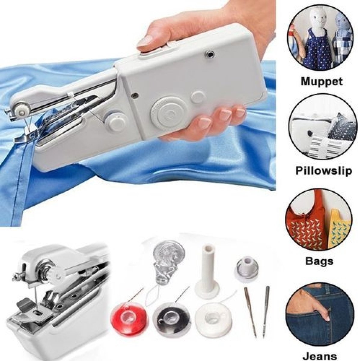  Borvat® | Elektrische Mini Handnaaimachine | Repareren Van Kleding Scheuren Of Gaten | Compact Voor Reizen Of Vakantie | Draadloze Hand Naaimachine Op Batterijen