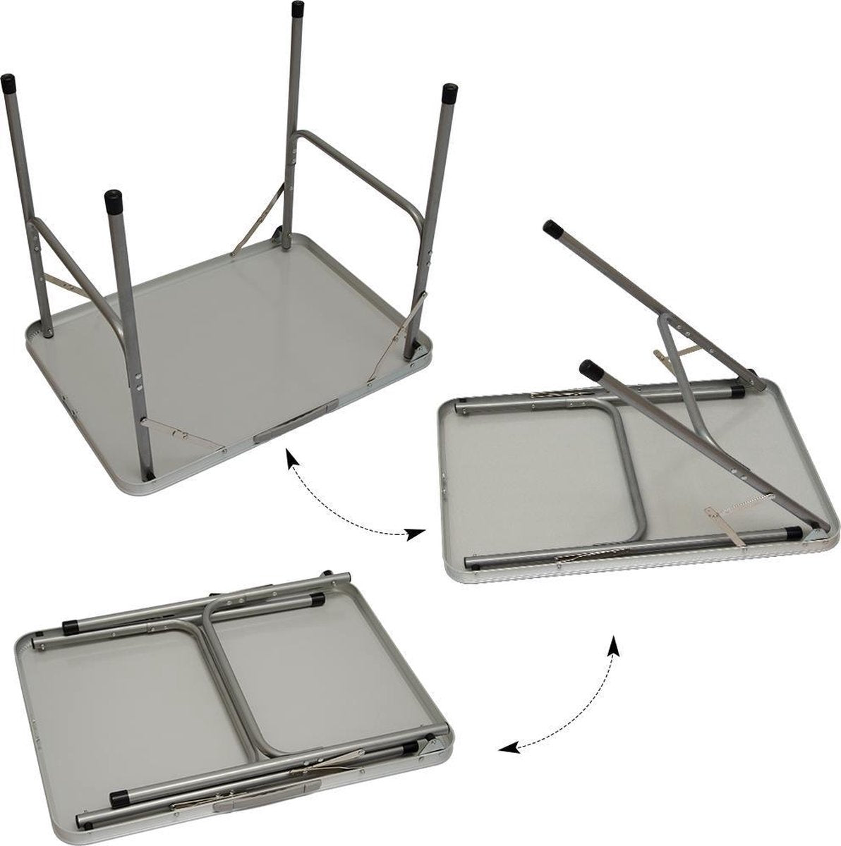  Alu Campingtafel 70x55cm - Inklapbbar Kampeertafel - Picknicktafel Licht Vouwtafel Klaptafel Grijs