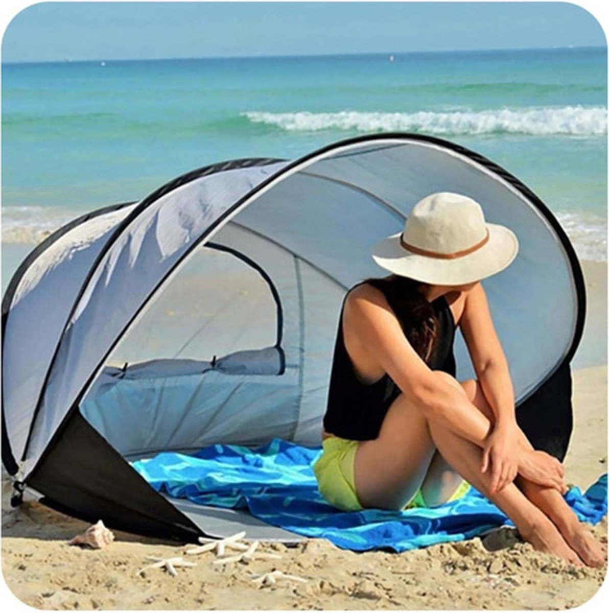  Deryan Luxe Pop Up Strandtent XXL - Anti-UV 50+ - Zilver