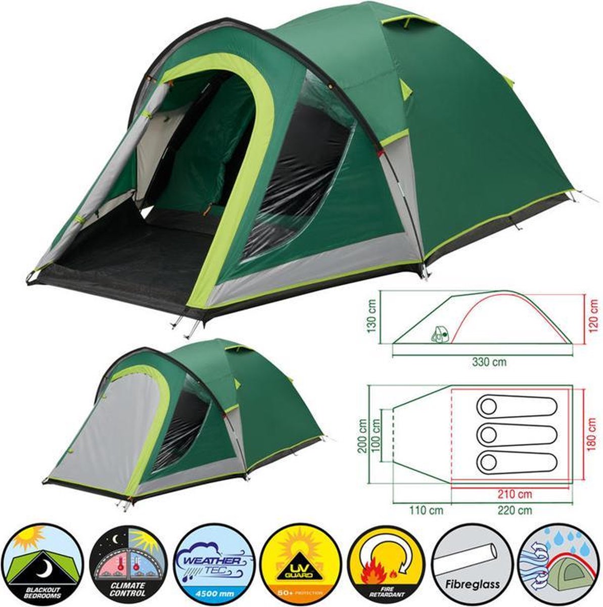  Coleman Kobuk Valley 3 Plus Koepeltent - Verduisterend - 3-Persoons