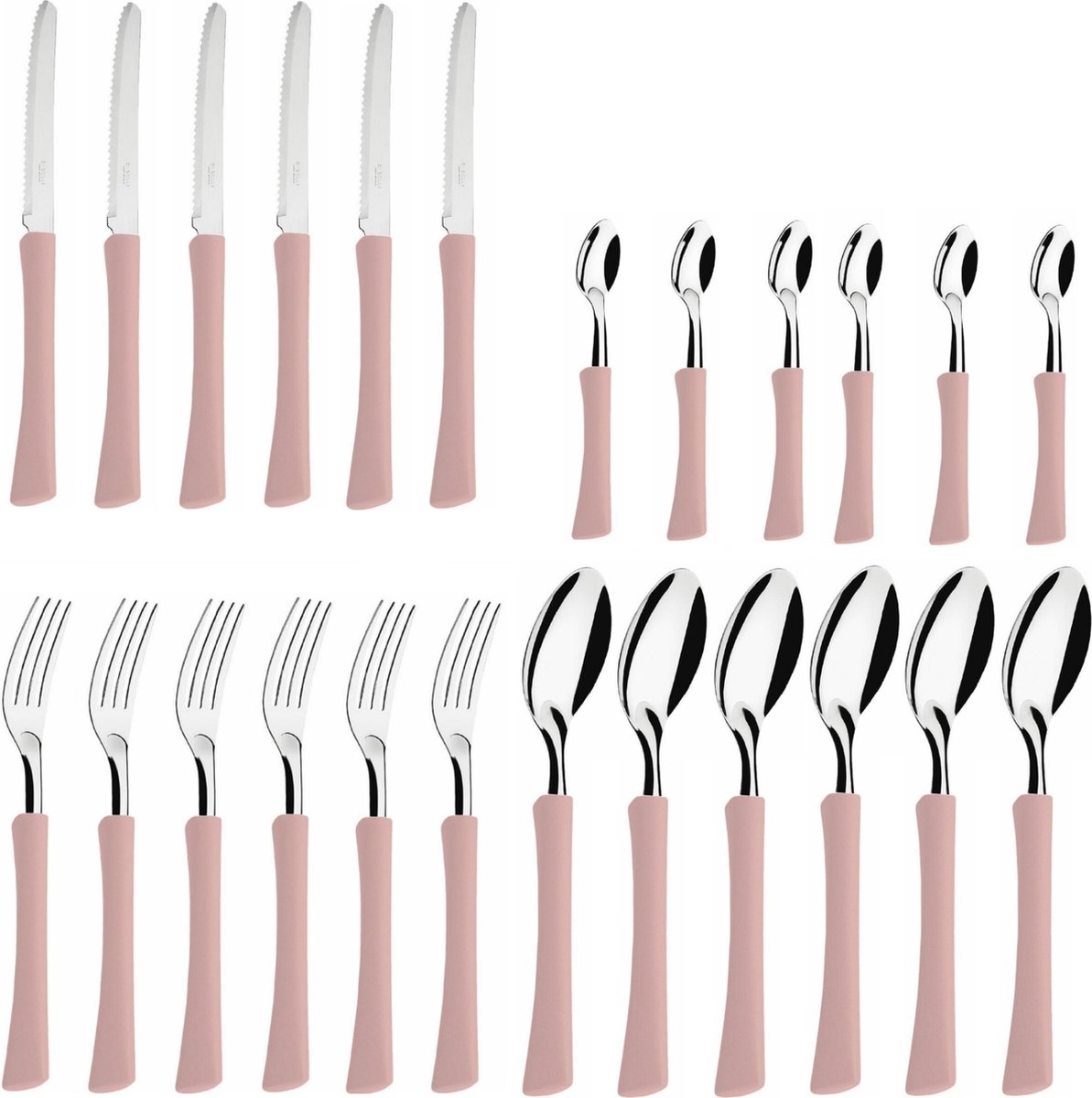  Di Solle Inova D - 6 Persoons Bestekset - Handige Opbergbak Met Raspdeksel - 26 Delig - Baby Pink