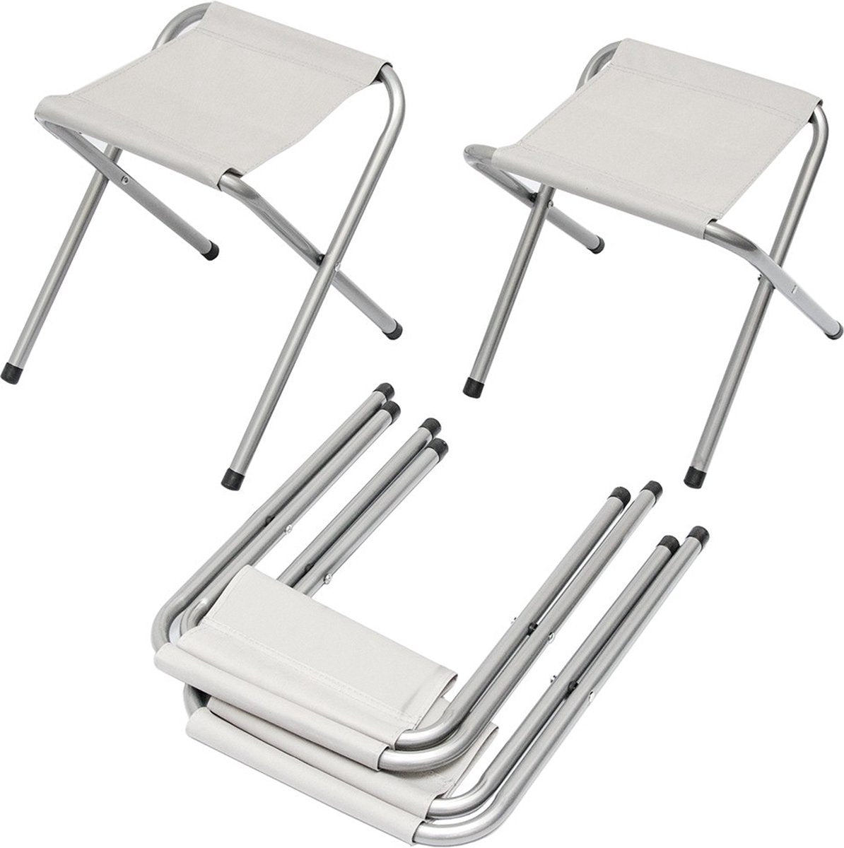  Inklapbare, In Hoogte Verstelbare Campingtafel 120x60x70cm Incl. 4 Inklapbare Krukken Campingtafel S