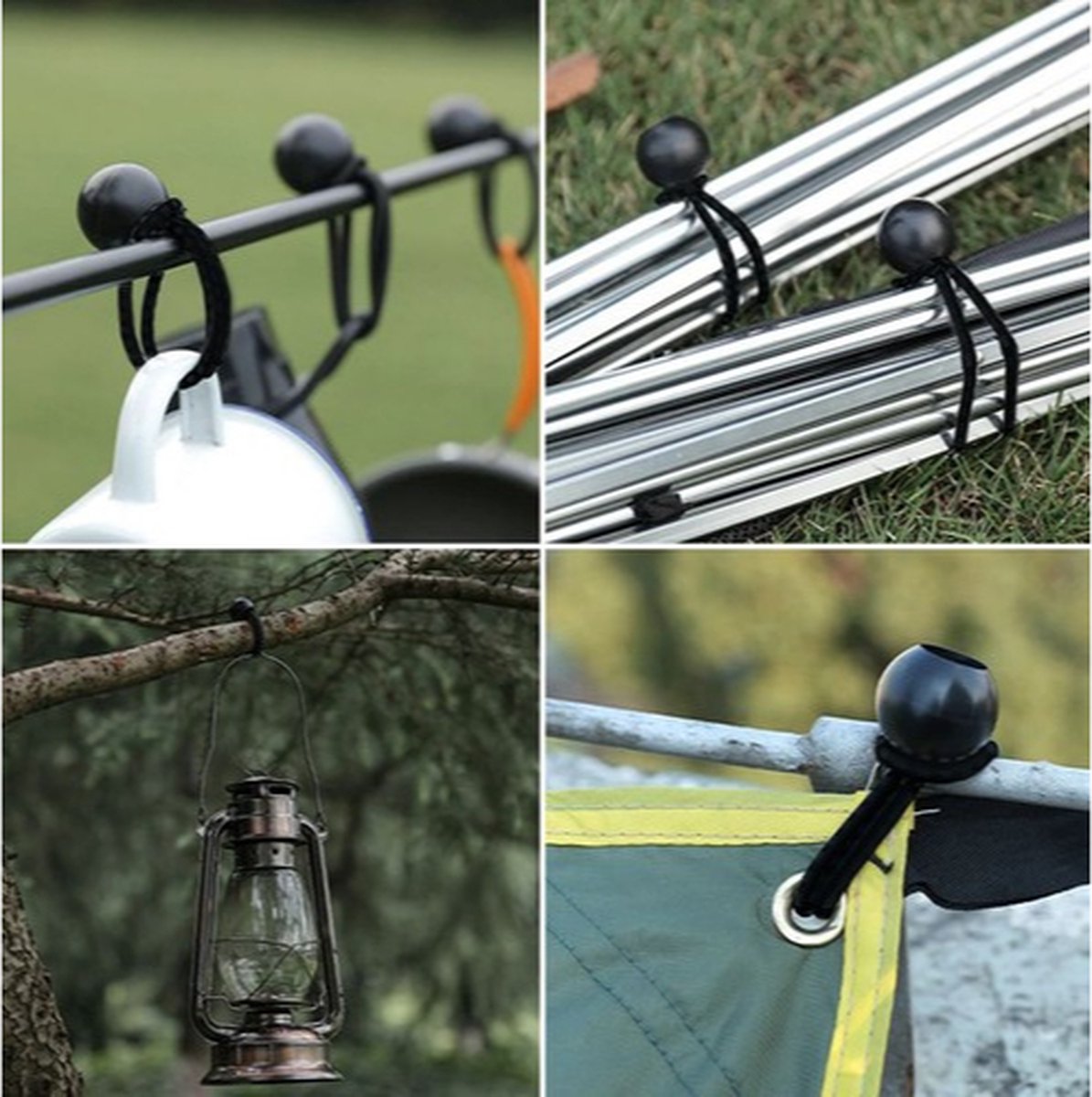  Elastische Tentspanner Met Bal 16 Tot 30 Cm- Spanelastiek - Tent - Spanner Met Plastic Bal