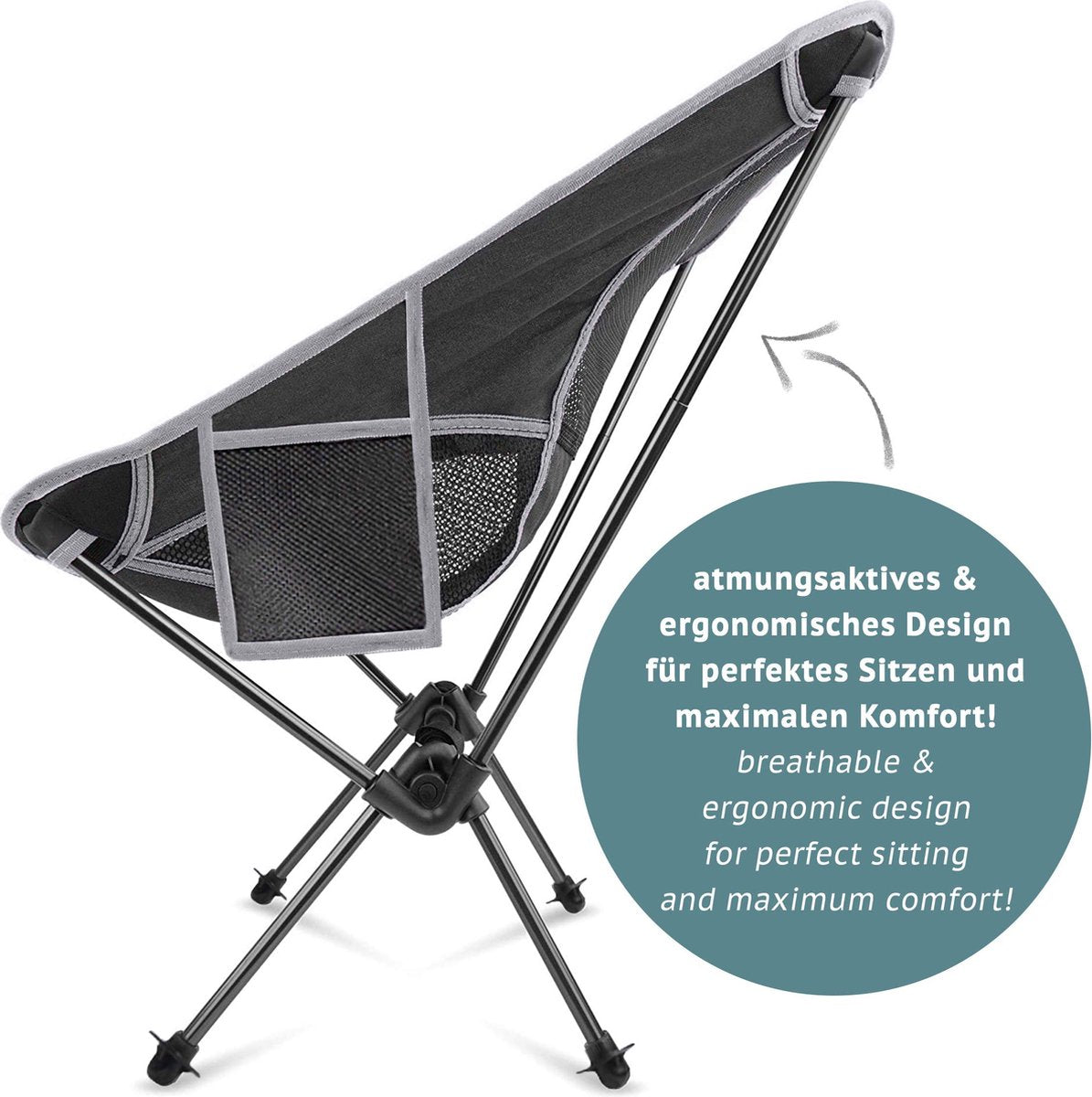  Smartpeas Camping Stoel Van Stevig 600D Polyester En Aluminium - Lichtgewicht En Opvouwbaar - Camping Gadget Inclusief Zijzakken +Plus: Strandmat &amp; Draagtas