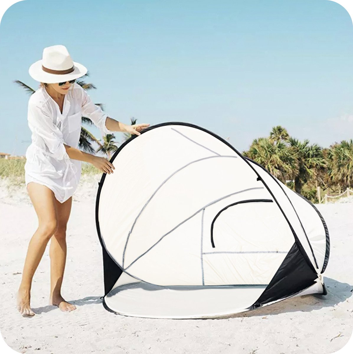  Deryan Luxe Pop Up Strandtent XXL - Anti-UV 50+ - Cream