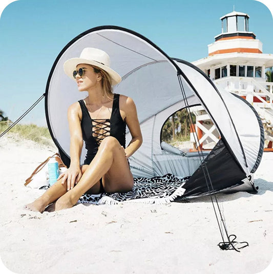  Deryan Luxe Pop Up Strandtent XXL - Anti-UV 50+ - Zilver