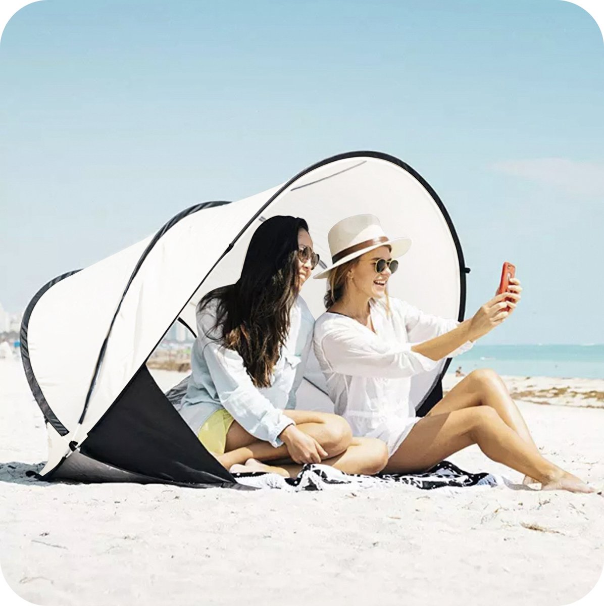  Deryan Luxe Pop Up Strandtent XXL - Anti-UV 50+ - Cream