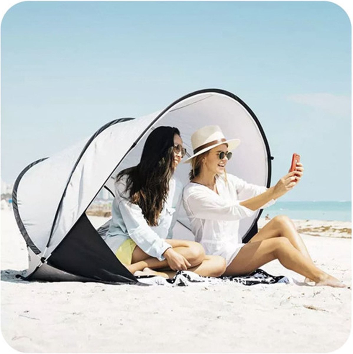  Deryan Luxe Pop Up Strandtent XXL - Anti-UV 50+ - Zilver
