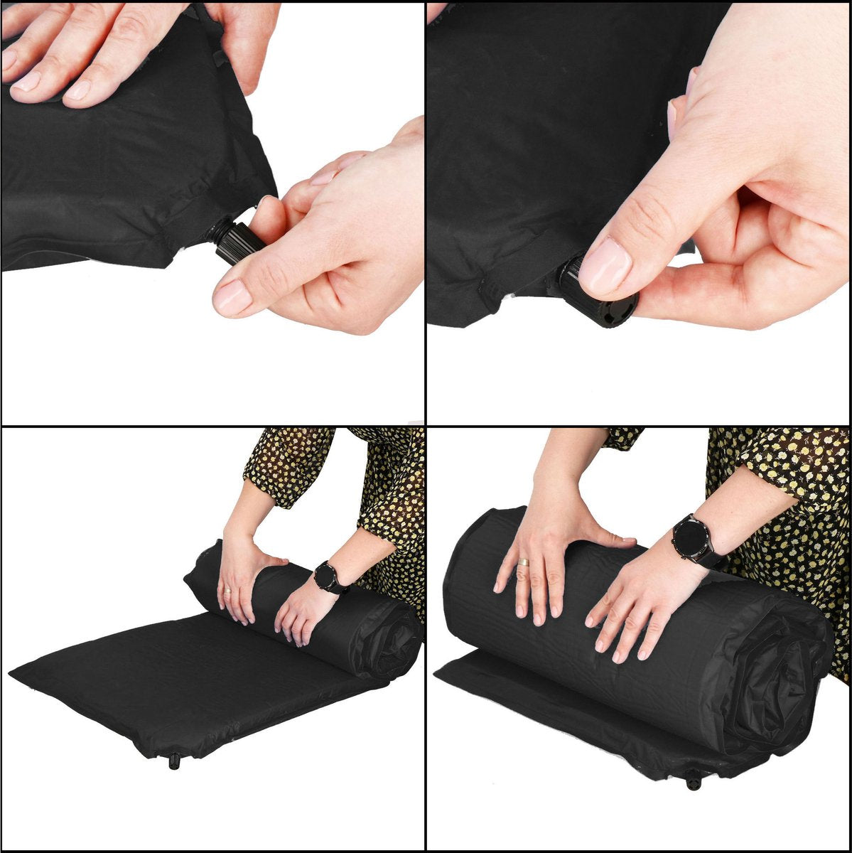  Springos Slaapmat | Zelfopblazend | 180 Cm | Inclusief Hoes | Zwart