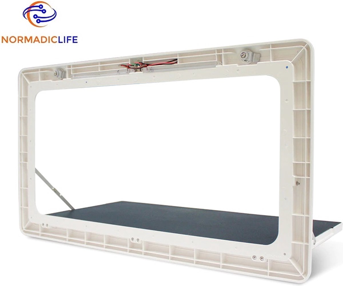 Merkloos NormadicLife® - Outdoor – Opklapbare Tafel - Eettafel – Tafel Voor Buitenkeuken - Caravan – Camper – Picknicktafel - Ingebouwd Ledlicht – Wit