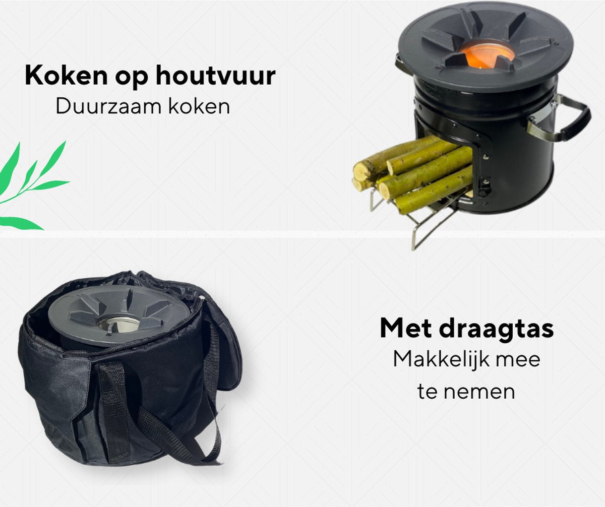  Thuiser Rocket Stove - Kooktoestel Op Houtvuur - Camping Gadget - Buiten Koken Op Vuur - Kookkachel Voor Buiten - Buiten Koken Op Vuur Toestellen - Kampeer Gadgets - Gadgets Mannen - Kampeer Kooktoestel - Kookkachel Op Hout - Met Draagtas