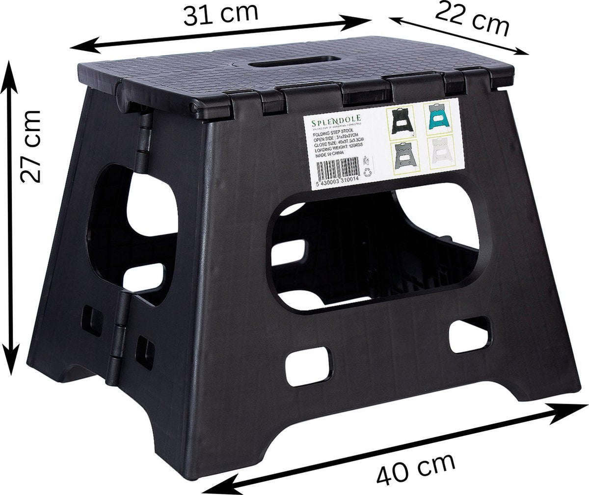  Splendole Opstapje Inklapbaar Caravanopstapje - Opvouwbaar - 120 Kg - 27 Cm Krukje Zwart