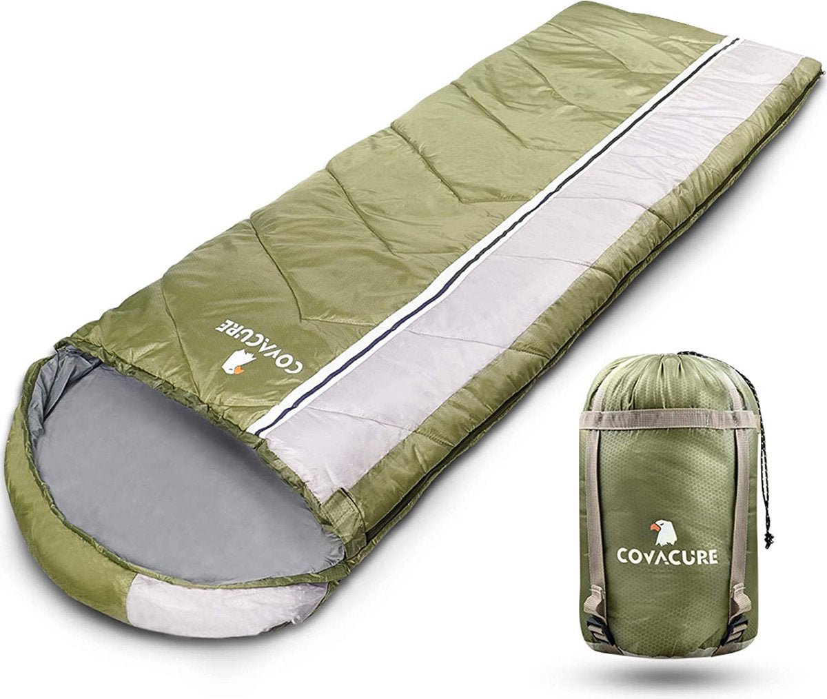  COVACURE 1.5/0.8kg Slaapzak, 3 Seizoenen Ultra Warm &amp; Lichtgewicht Slaapzak Voor Volwassenen, Envelop Compacte Outdoor Slaapzakken Met Draagbare Compressie Tas Voor Camping, Rugzakken, Wandelen...