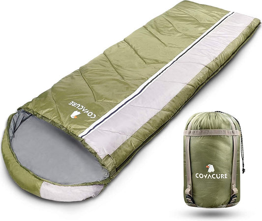  COVACURE 1.5/0.8kg Slaapzak, 3 Seizoenen Ultra Warm &amp; Lichtgewicht Slaapzak Voor Volwassenen, Envelop Compacte Outdoor Slaapzakken Met Draagbare Compressie Tas Voor Camping, Rugzakken, Wandelen...