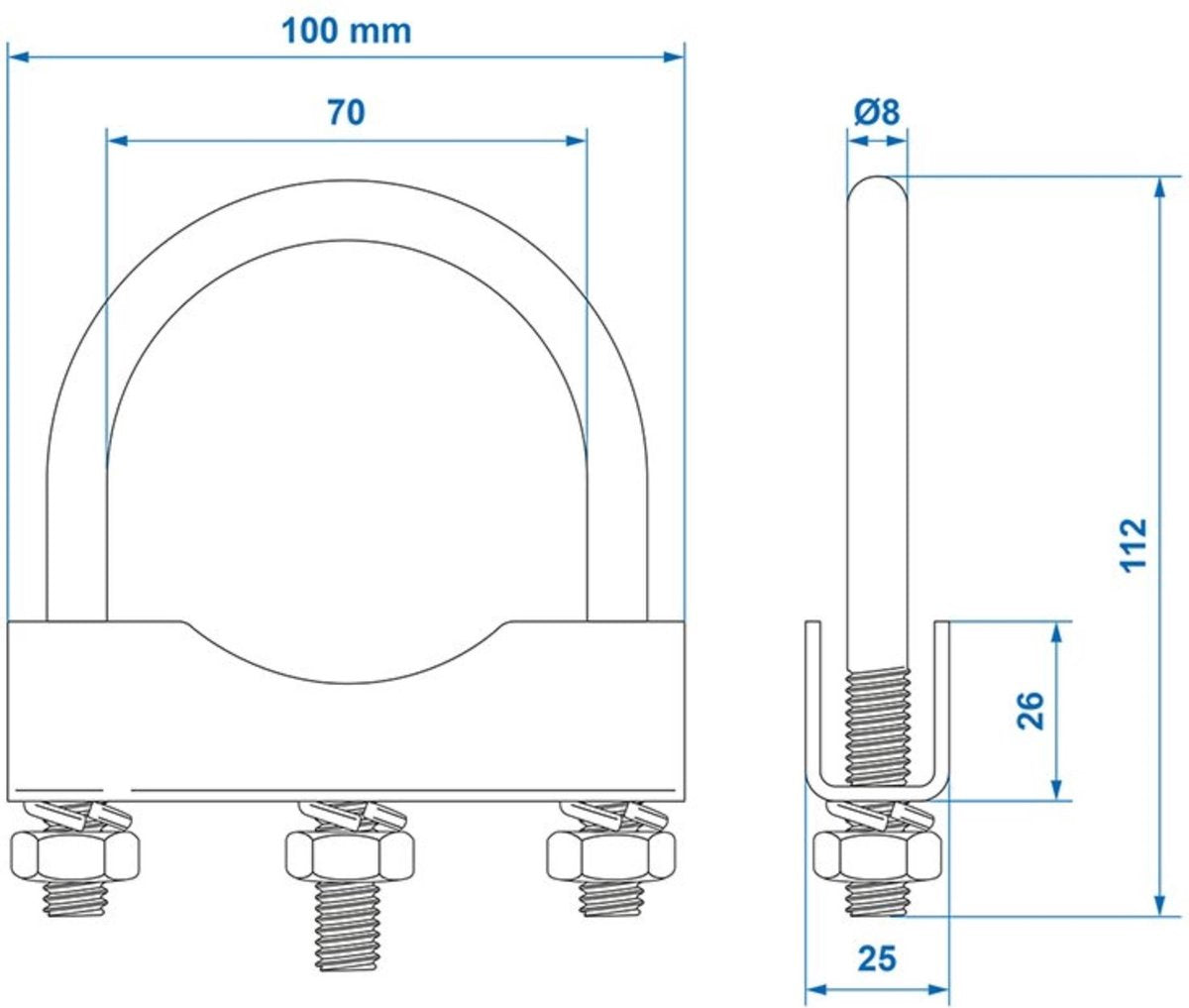 PROPLUS Pro Plus U-Beugel 60/70 Mm Voor Neuswielklem - 2 Stuks