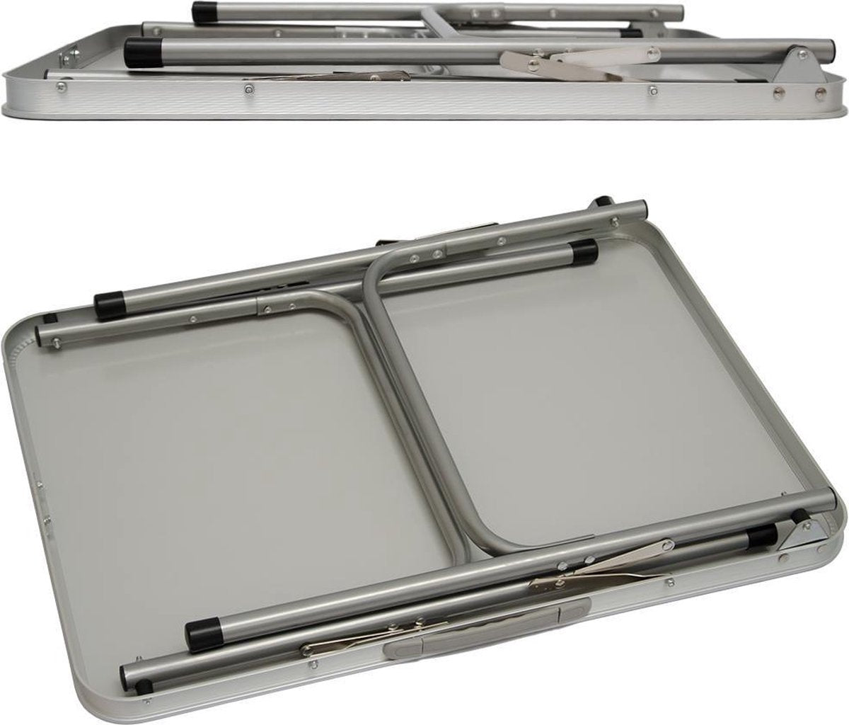  Alu Campingtafel 70x55cm - Inklapbbar Kampeertafel - Picknicktafel Licht Vouwtafel Klaptafel Grijs