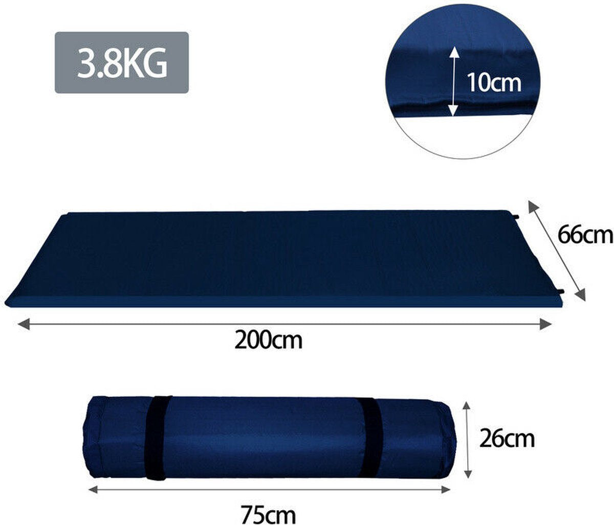  HikeMeister- Slaapmat - 200x 66 X 10 Cm - Zelfopblazend - 1 Persoons - Blauw