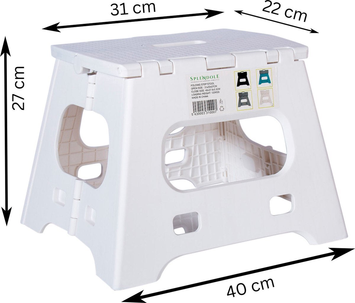  Splendole Opstapje Inklapbaar Caravanopstapje - Opvouwbaar - 120 Kg - 27 Cm Krukje Wit