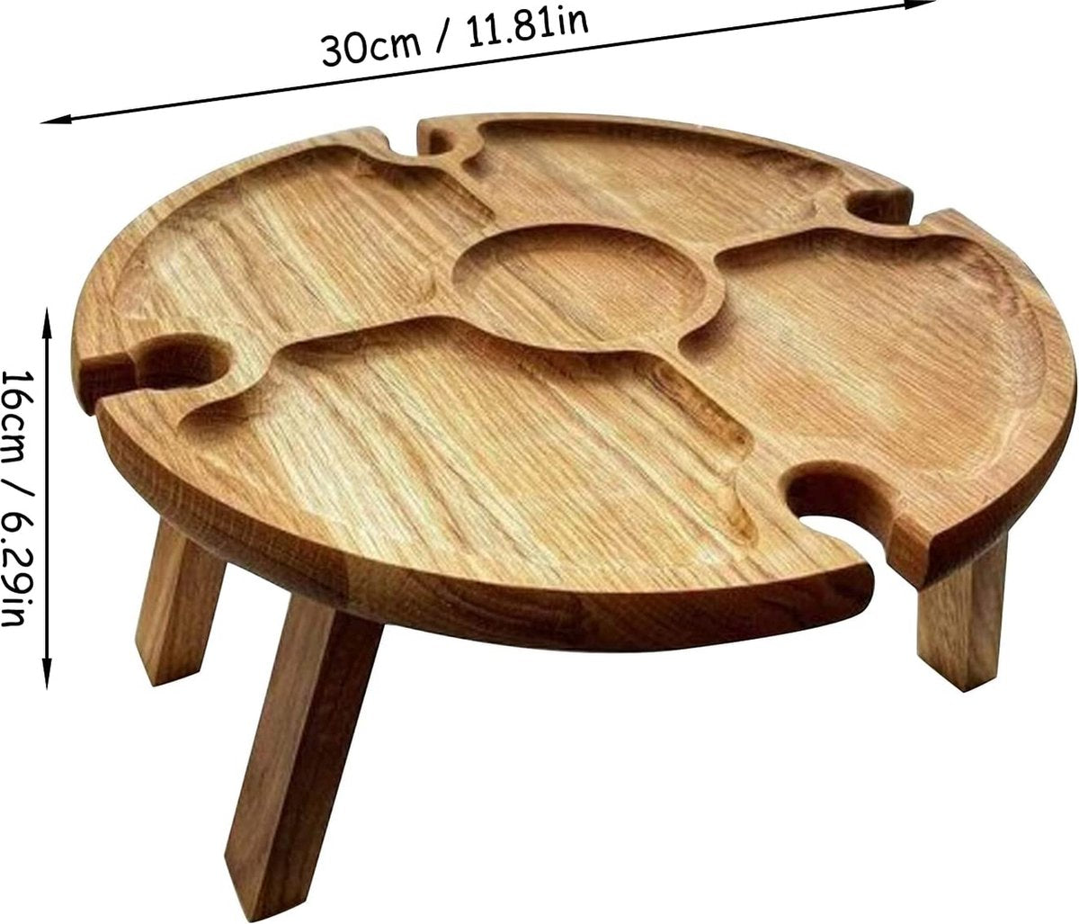 Merkloos Opvouwbare Draagbare Picknicktafel, Outdoor Opvouwbare Lichtgewicht Kampeertafel 30,5 Cm Kleine Houten Wijnpicknicktafel Voor Feest, Strand, Tuin, Camping, Barbecue, Reizen