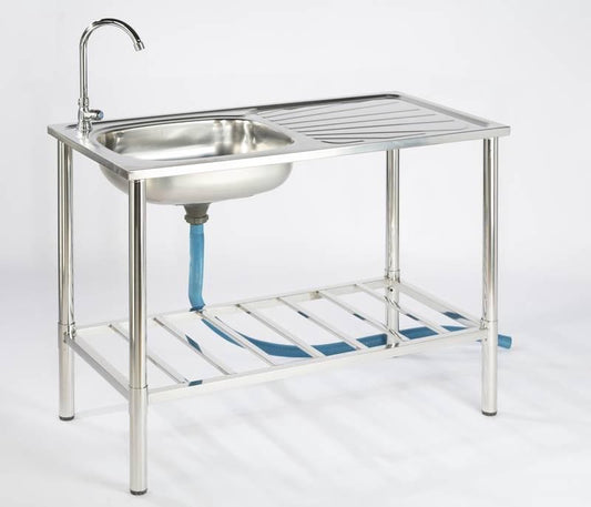  Camping/Outdoor Inox Tafel Met Gootsteen Lavabo En Kraan 100x77x50cm
