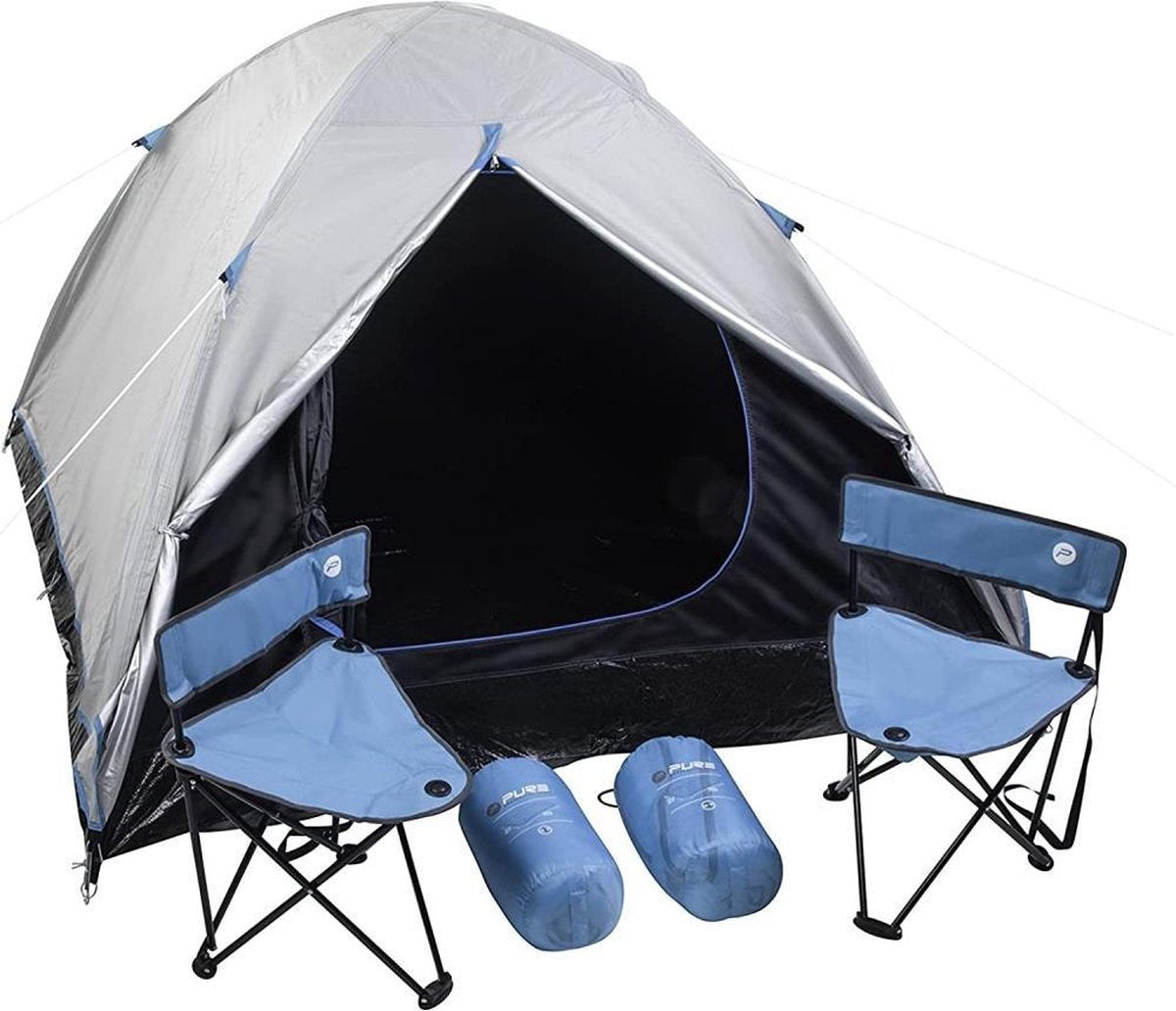  MaxxSport Camping Set - 2 Persoons - Tent + Slaapzakken + Campingstoelen - 200x190x120cm