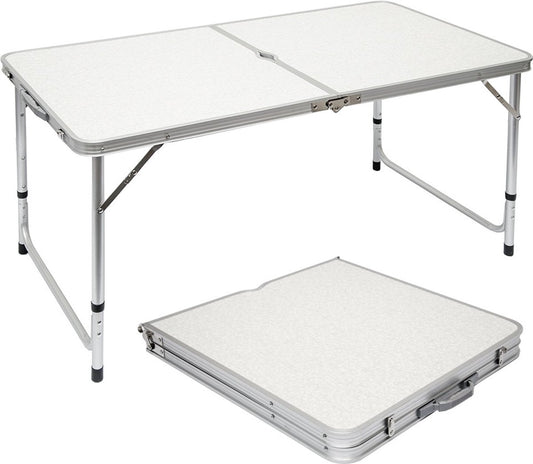 Inklapbare, In Hoogte Verstelbare Campingtafel 120x60x70cm Incl. 4 Inklapbare Krukken Campingtafel S