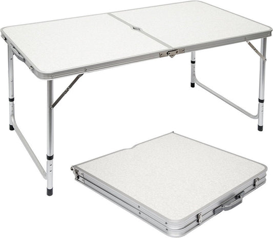  Aluminium Kampeertafel 120x60cm - Campingtafel Inklapbaar - 3-voudig Verstelbare Vouwtafel Grijs