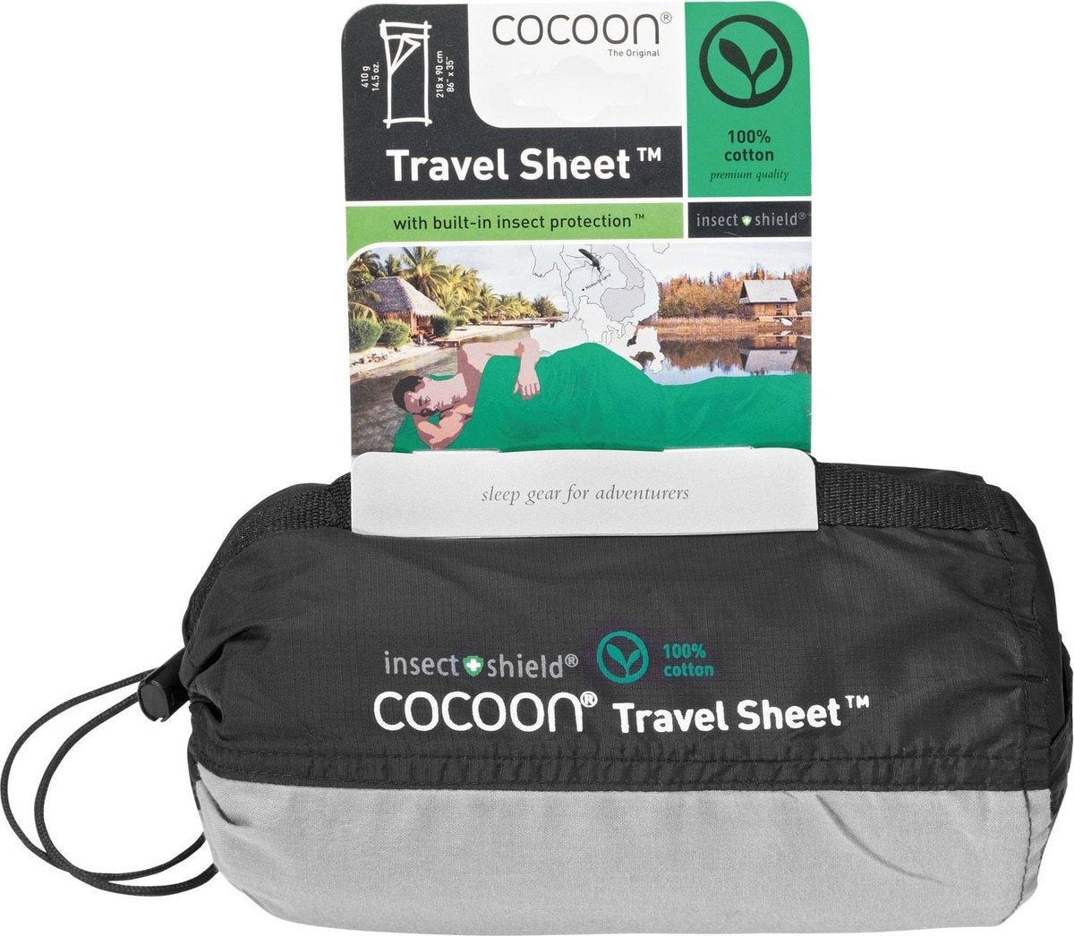  Cocoon Travelsheet InsectShield 100% Katoen - Safari Grey