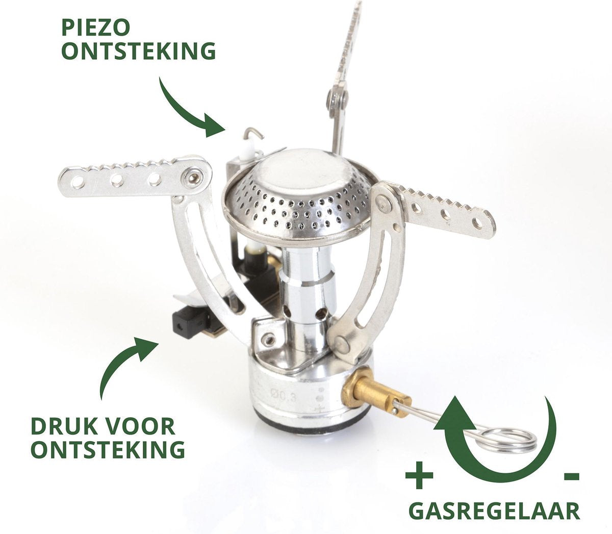  MacGyver Gasbrander Mini RVS - Camping Kookstel - Kookbrander - 10 Cm - Elektronische Ontsteking