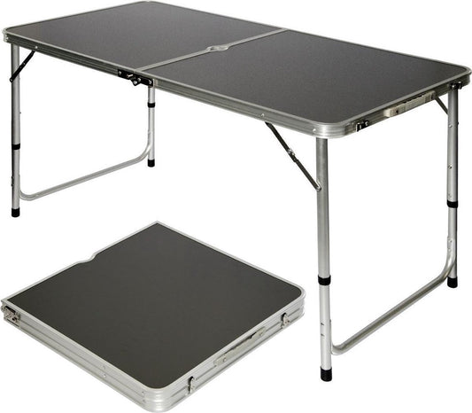  Aluminium Kampeertafel 120x60cm - Campingtafel Inklapbaar - 3-voudig Verstelbare Vouwtafel Antraciet