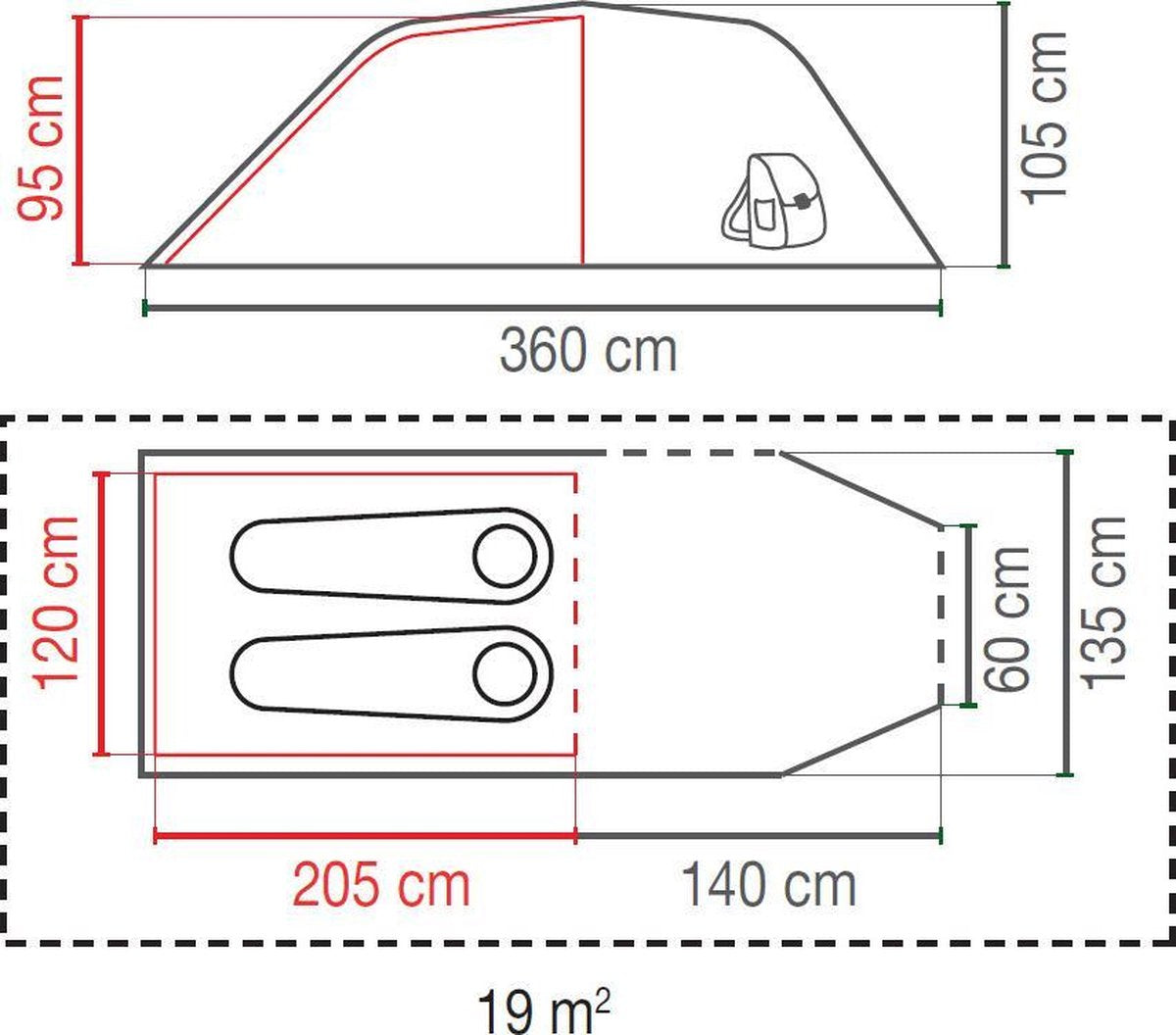  Coleman Cortes 2 Tunneltent - 2-Persoons - Blauw/Wit