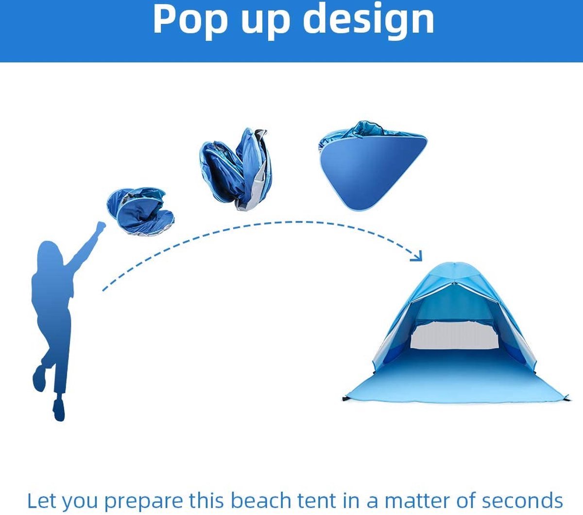  IGOODS Pop-up Tent - 2/3-Persoons - Blauw