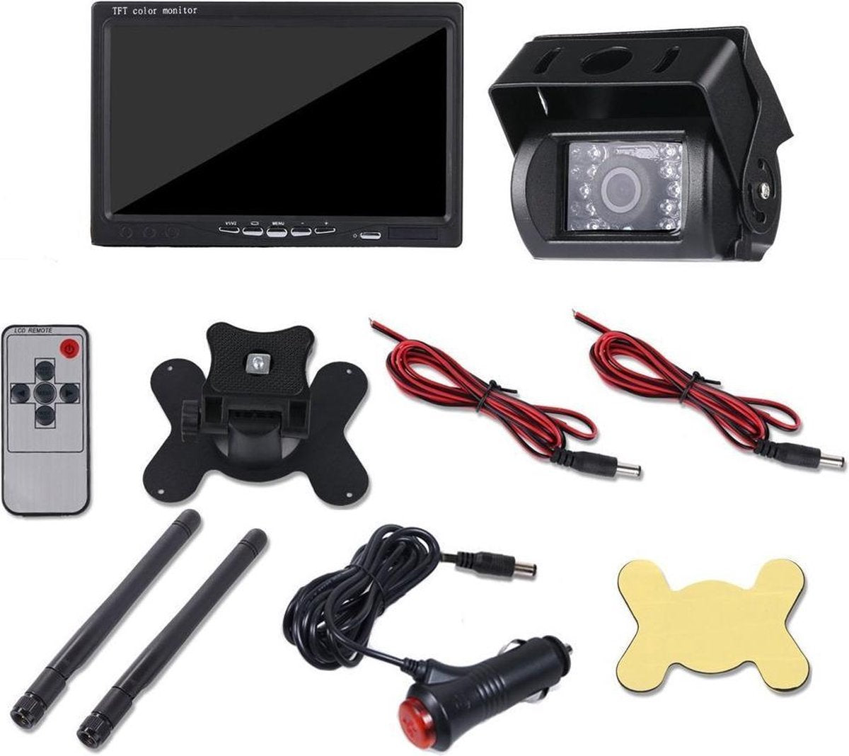  BrandWay Draadloze Auto Achteruitrijcamera Set Met Nachtzicht En 7 Inch Scherm - Achteruitrij Camera Draadloos Voor Auto / Camper / Caravan / Vrachtwagen / Landbouw