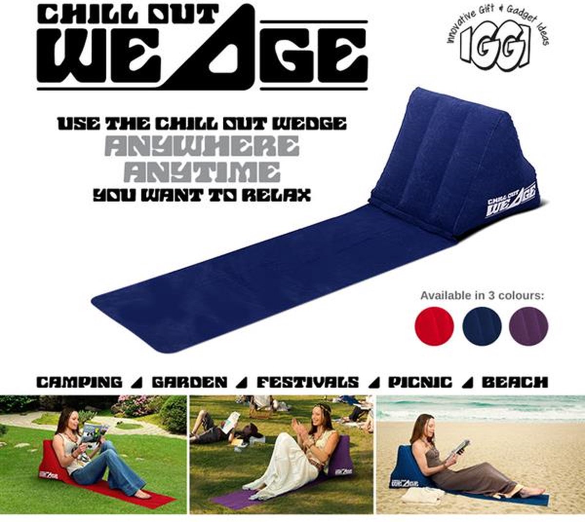  CKB LTD - Chill Out - Luchtbed - Campingstoel - Wedge Opblaasbare Ligstoel - Blauw Strandstoel 1 Persoons Volwassen Luchtbedden Kampeerstoel Vouwstoel Stoel Slaapmatje Slaapmatten Opvouwbaar Volwassenen Tuinstoel Opblaasstoel Kampeerstoelen Lucht