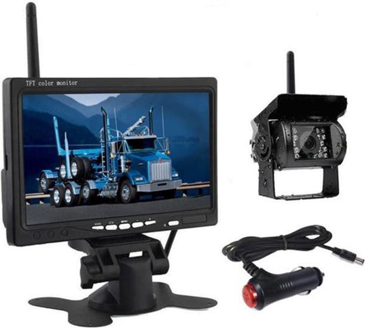  BrandWay Draadloze Auto Achteruitrijcamera Set Met Nachtzicht En 7 Inch Scherm - Achteruitrij Camera Draadloos Voor Auto / Camper / Caravan / Vrachtwagen / Landbouw