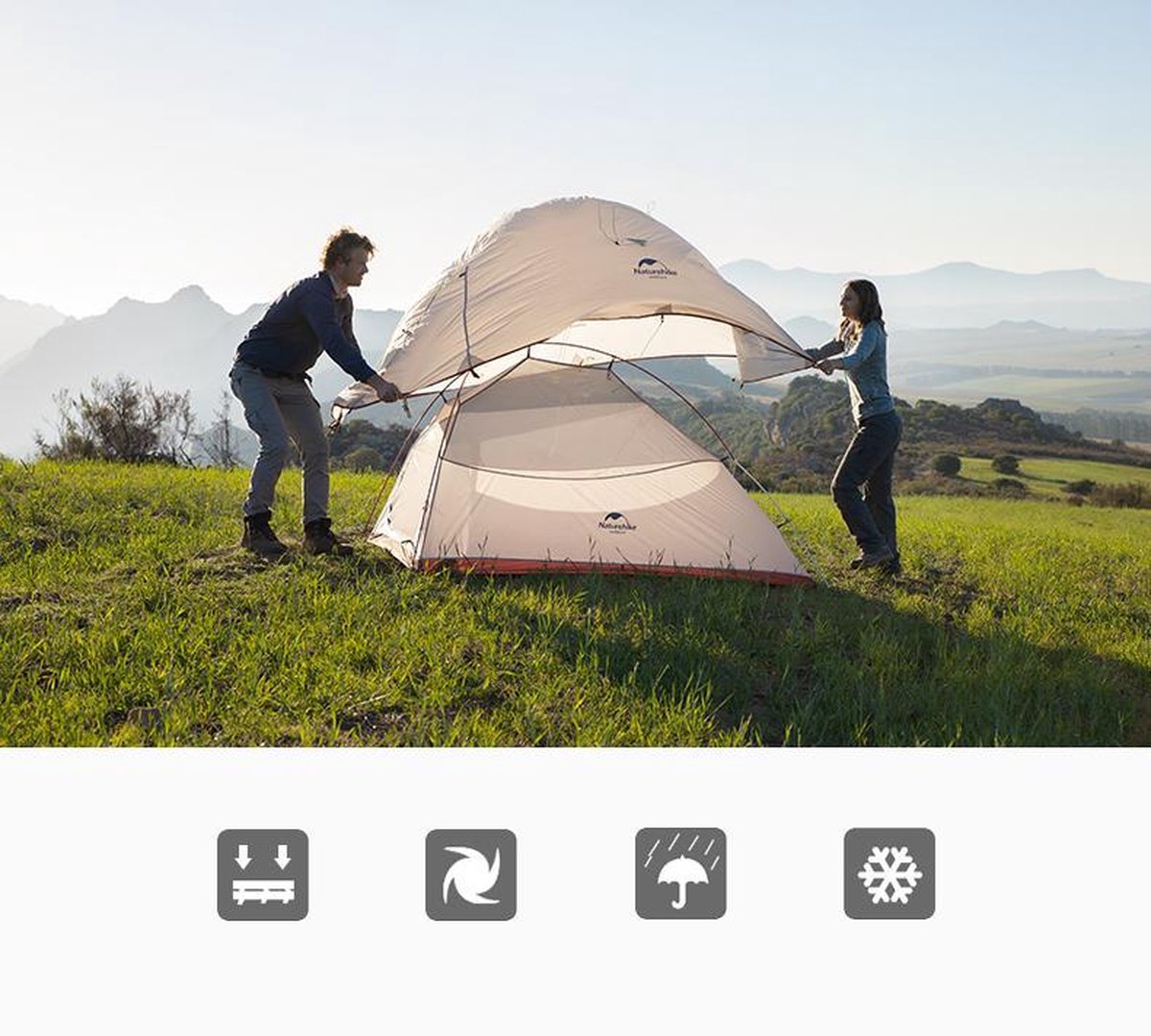  Cloud Up 1 Upgraded - Naturehike® - 1 Persoons Tent - Lichtgewicht Tent - Incl. Grondzeil - 210T 3000mm - Outdoor - Waterdicht - Hiking &amp; Wandelen