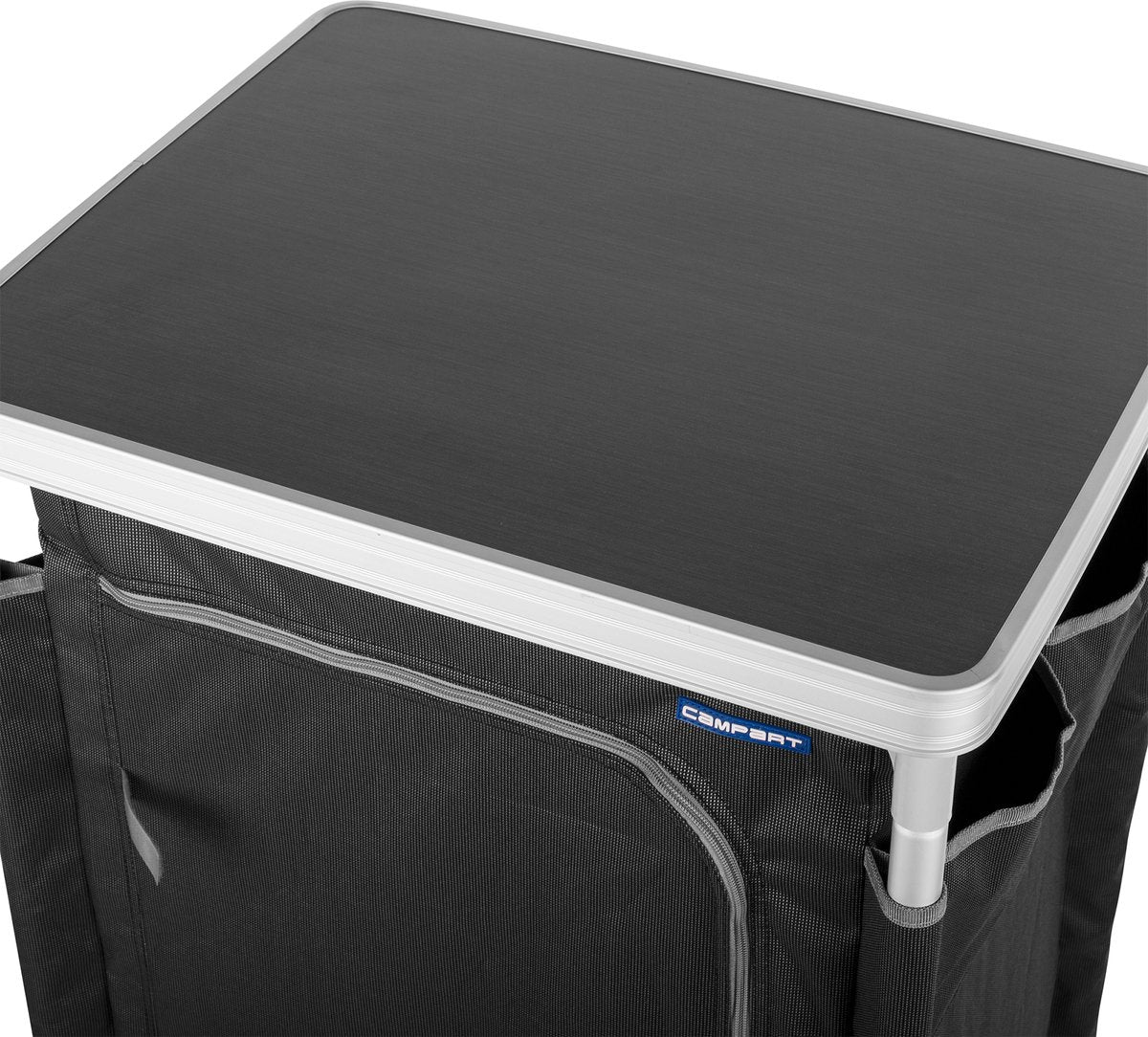  Campart Campingkast CU-0719 – Opvouwbaar En Verstelbaar - 4 Verstelbare Poten - 3 Lagen - Aluminium Frame - Grijs