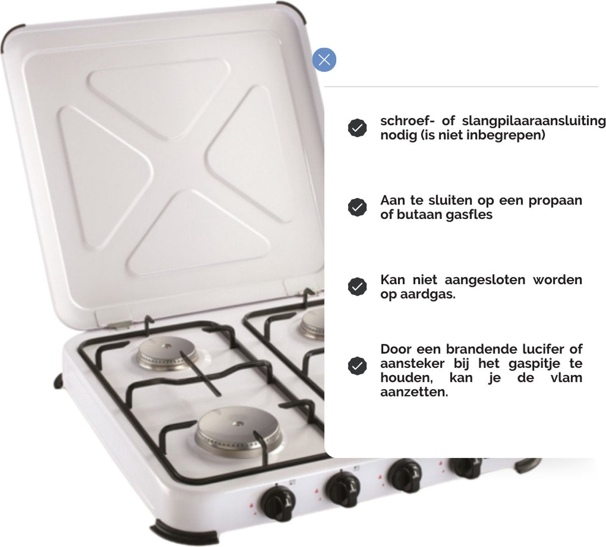  Kemper Gas Kooktoestel - Campingkooktoestel - Set Met 4 Branders - Gas - 4650W