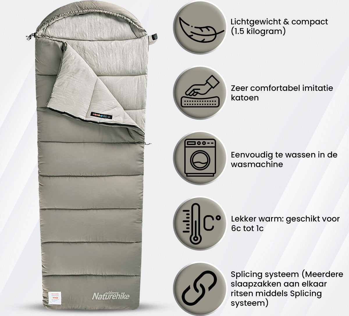  Naturehike® Slaapzak Katoen - 6 Tot 1 Graden - Slaapzakken Volwassenen - 220*80cm - 4 Seizoenen Slaapzak Lente, Zomer, Herfst &amp; Winter - Lichtgewicht &amp; Waterdicht