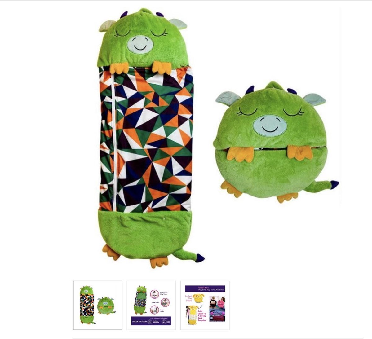  Draak Slaapzak -160 Cms | Kinderslaapzak | Slaapzak Junior | Nappers | Children Sleeping Bag | Kinderen Slaapzak | Super Soft 2 In 1 Fun Pillow &amp;Sleepy For Boys | Draak Slaapzak | Zachte Slaapzak | Knuffel Slaapzak | 2 In 1 Slaapzak | Kinderen