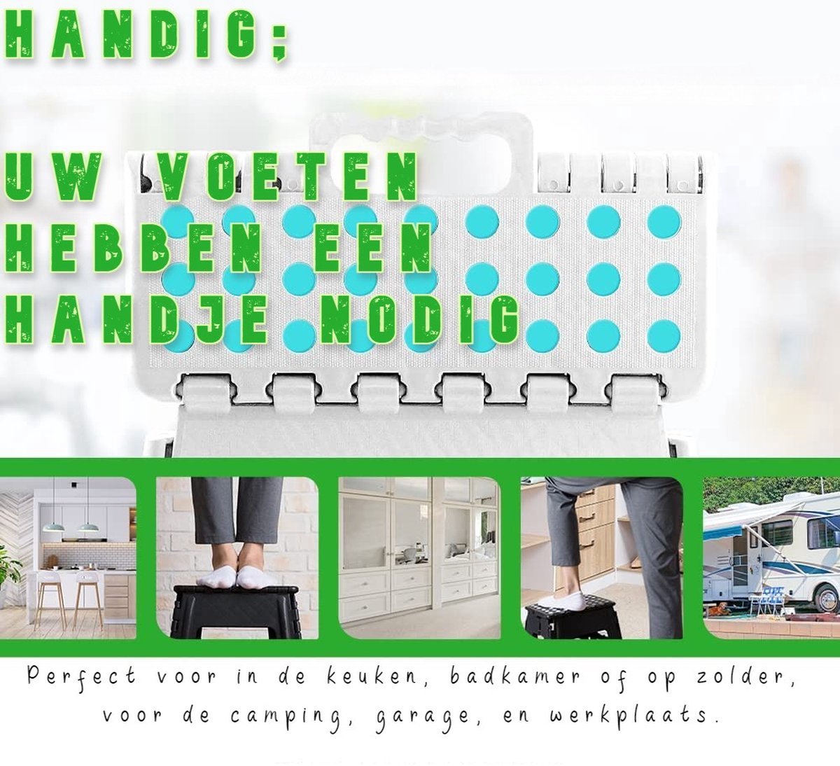  Splendole Opstapje Inklapbaar Caravanopstapje - Opvouwbaar - 100 Kg - Grijze Krukje